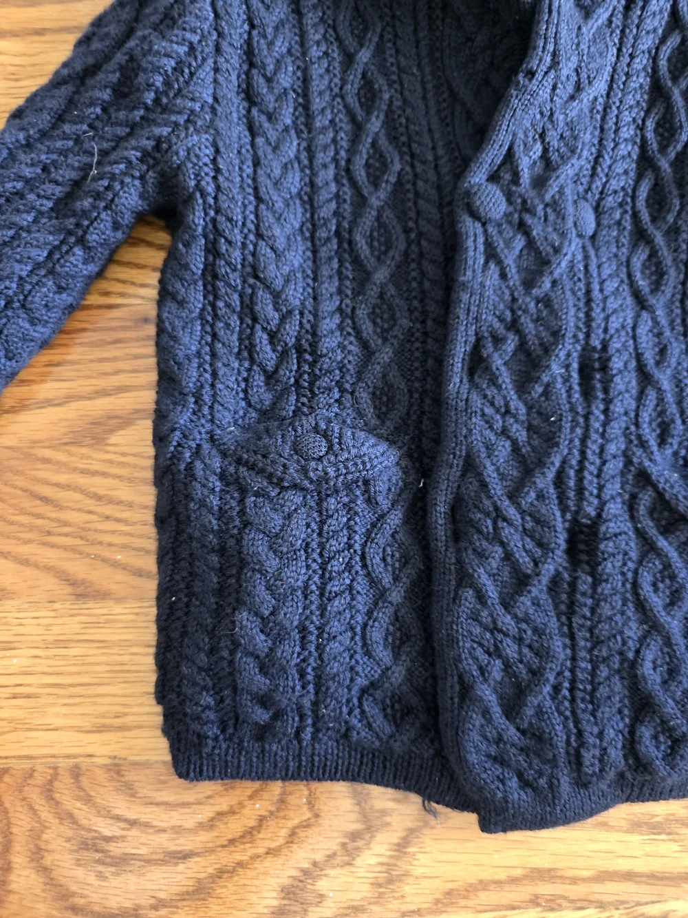 Ralph Lauren Dark Blue Cable Knit Shawl Collar Sweater